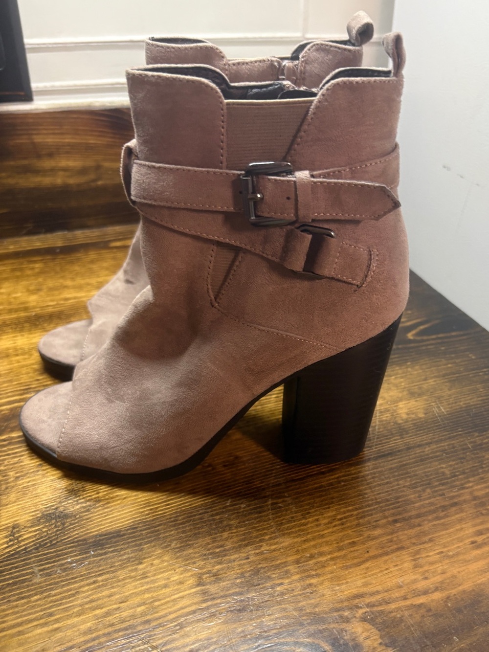 London Rag‎ Tan Open Toe Heeled Booties Size 6